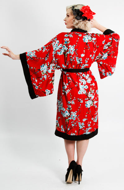 Black & Red Cherry Blossom Vintage Gown