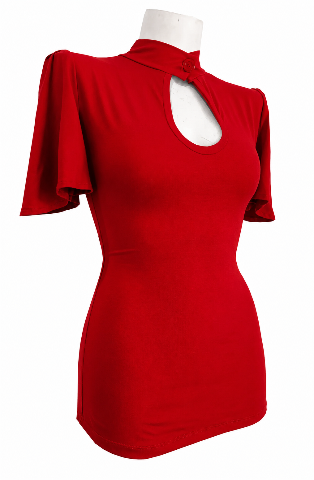 Red Belle Sleeve Peephole Top