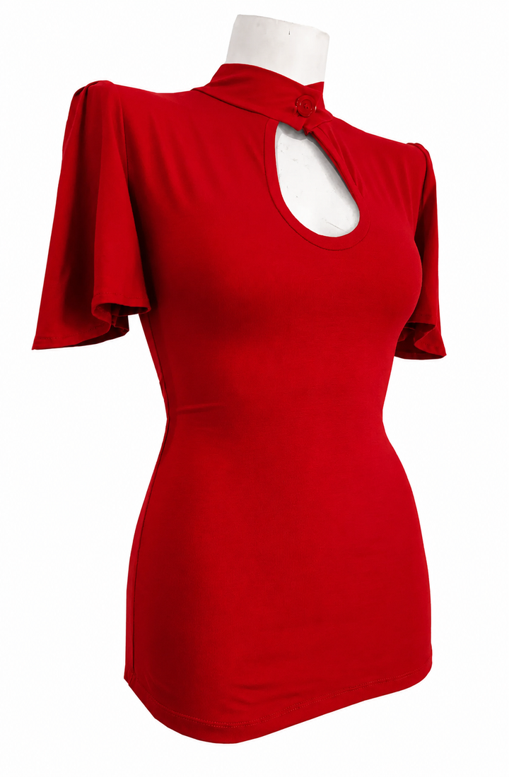 Red Belle Sleeve Peephole Top