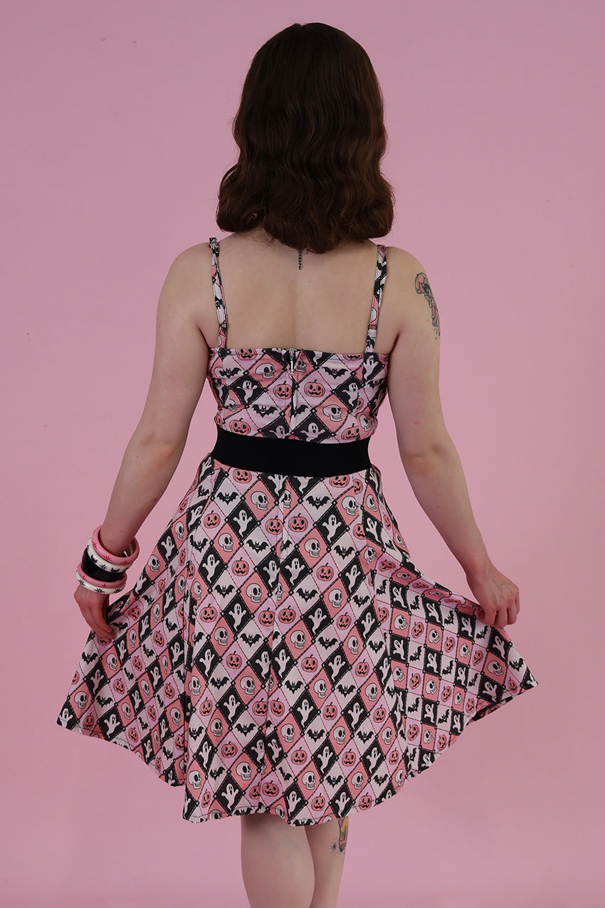 Argyle Spooks Bat Collar Swing Dress