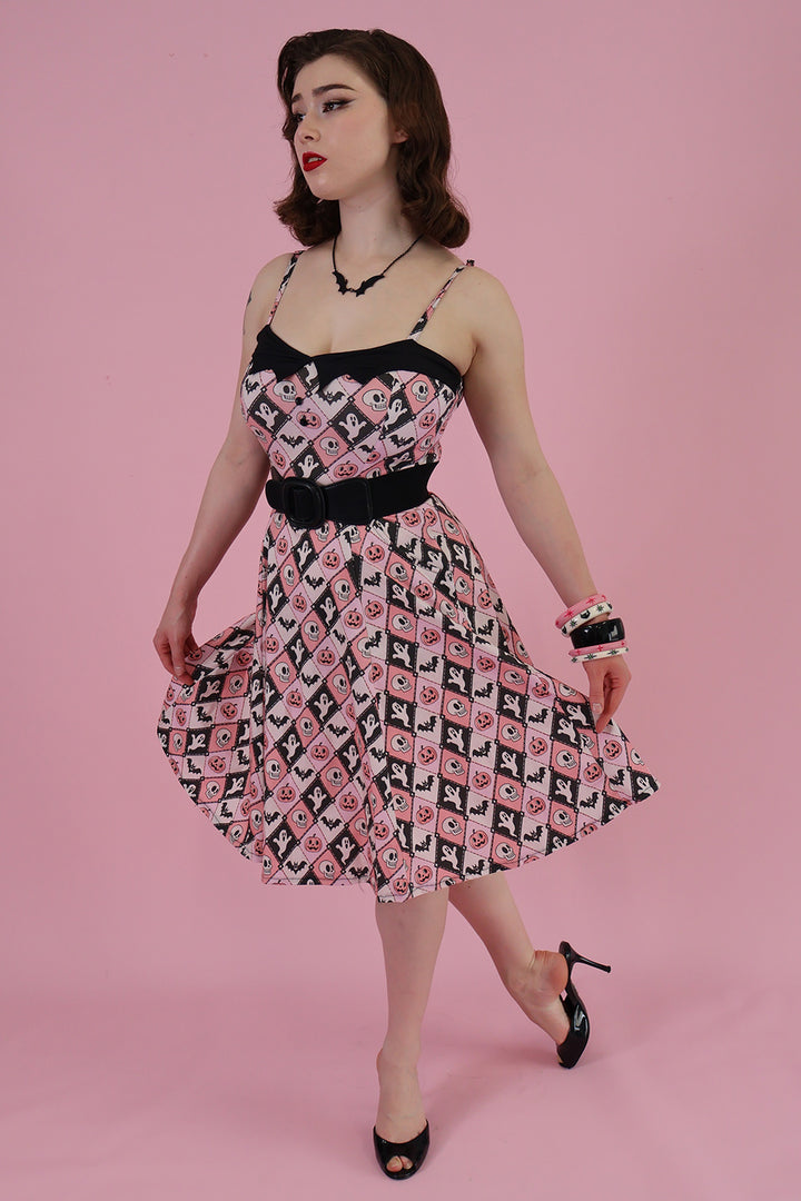 Argyle Spooks Bat Collar Swing Dress
