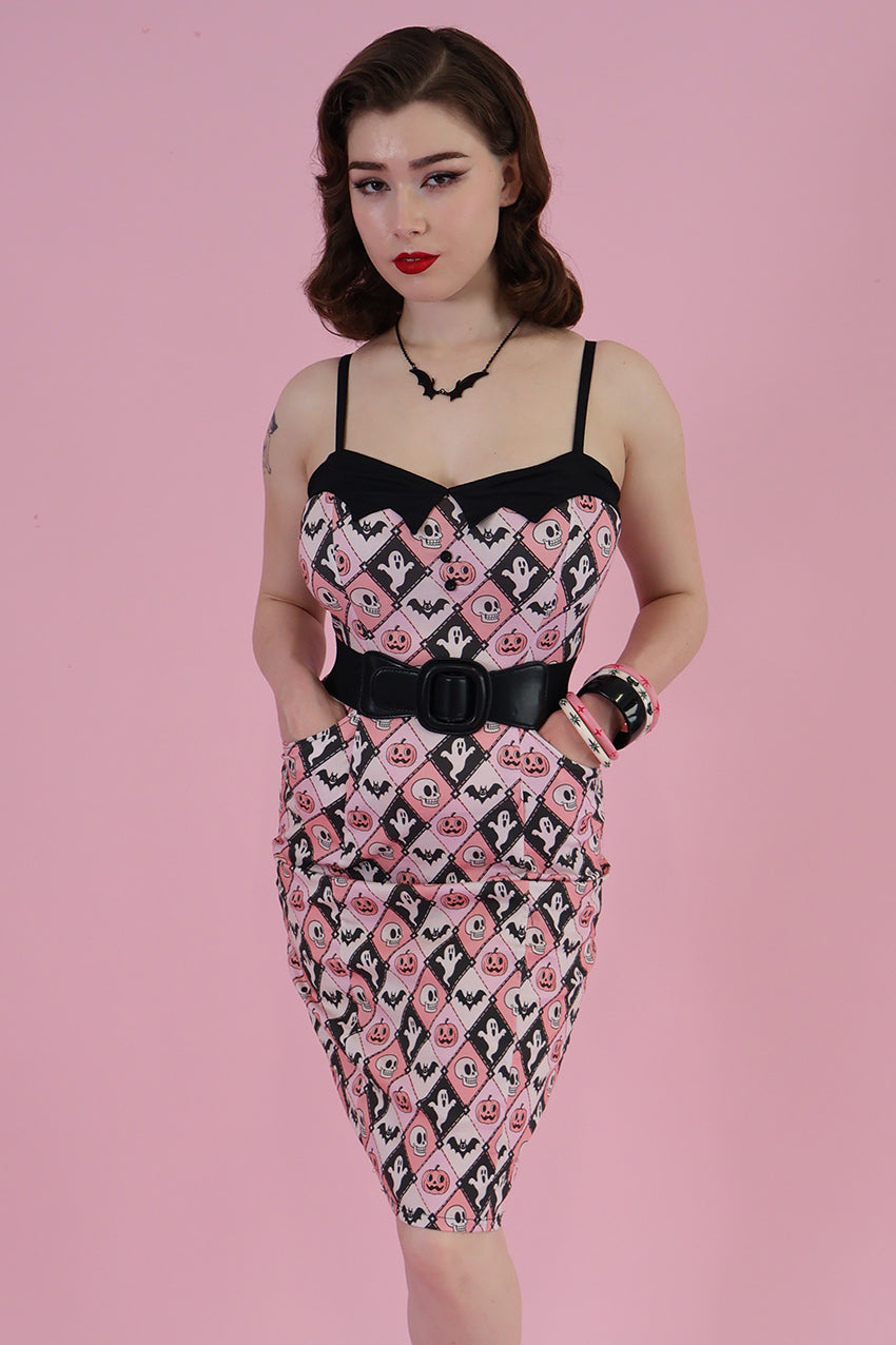 Argyle Spooks Fitted Pencil Dress