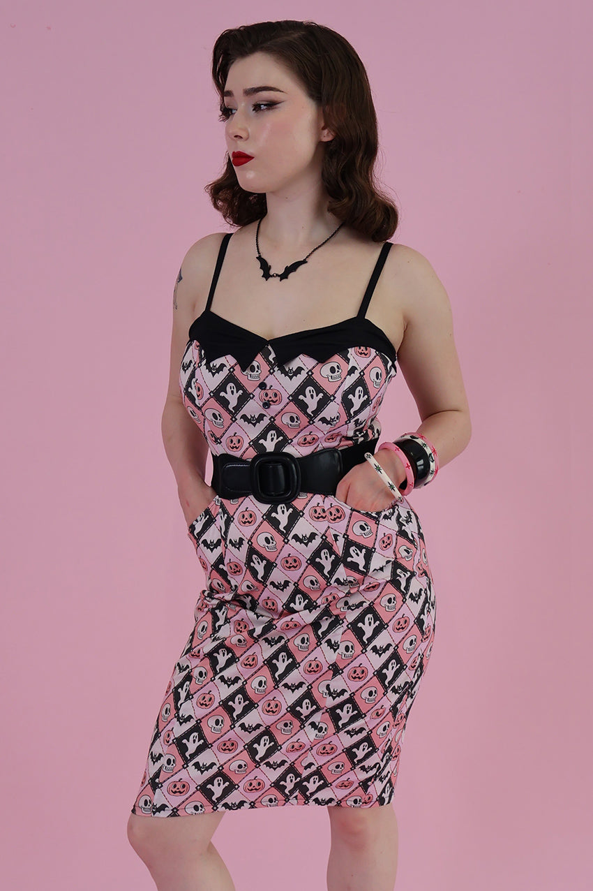 Argyle Spooks Fitted Pencil Dress