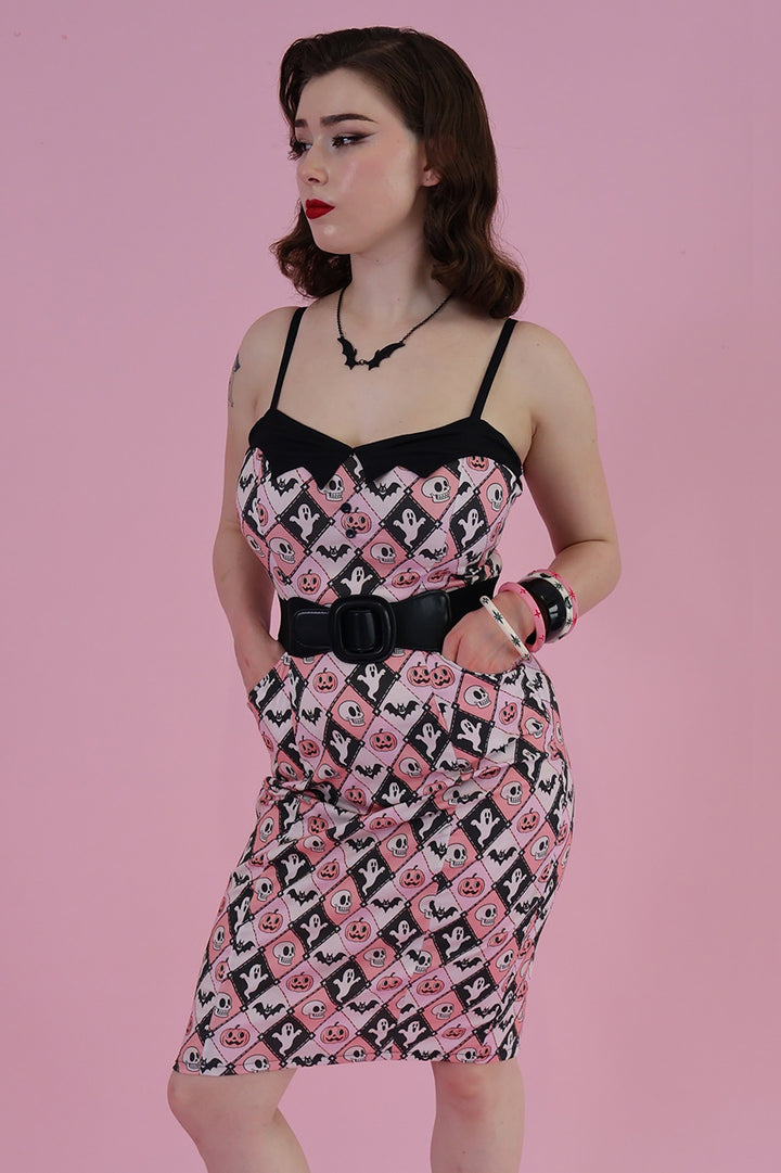 Argyle Spooks Fitted Pencil Dress