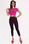 Pink & Black Rouge Print Capri pants