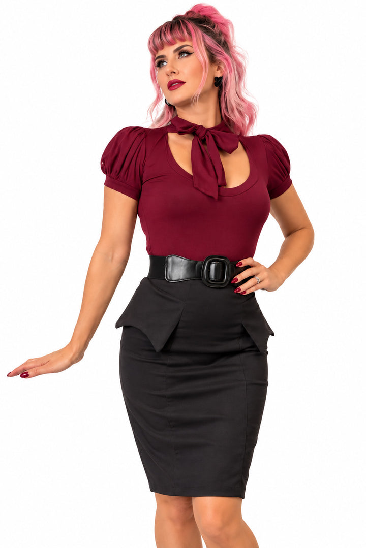 Black Bat Peplum Skirt