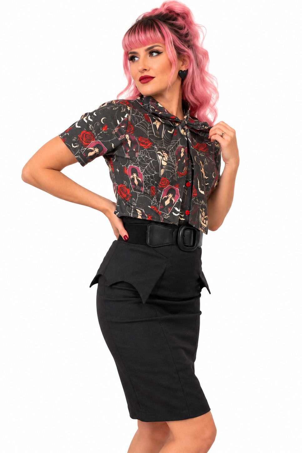 Black Bat Peplum Skirt