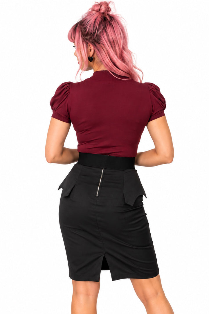 Black Bat Peplum Skirt