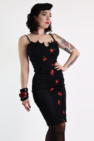 Black Rose Wiggle Dress