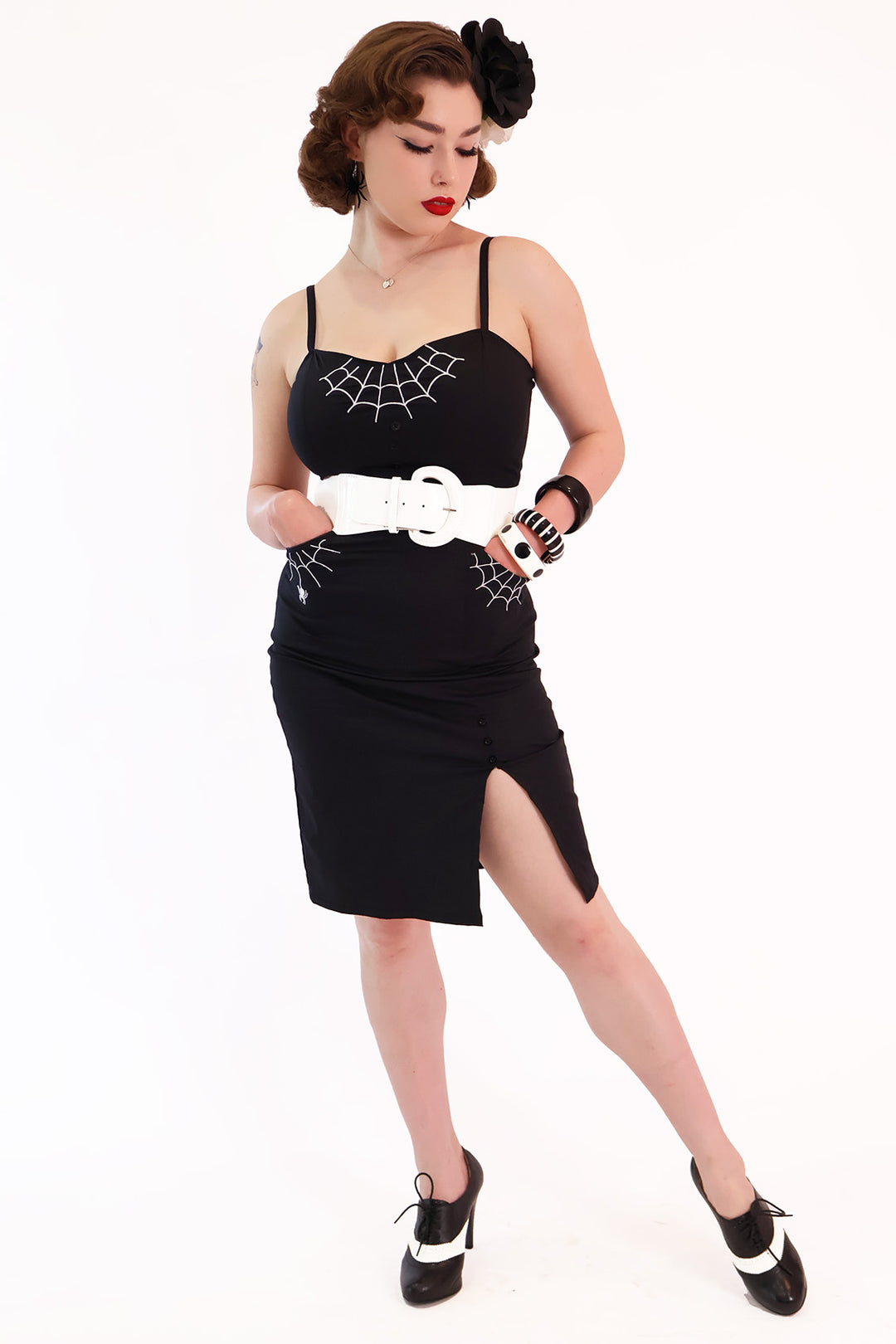 Nocturne Black Fitted Spiderweb Dress