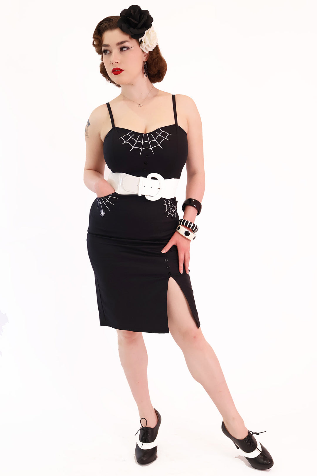 Nocturne Black Fitted Spiderweb Dress