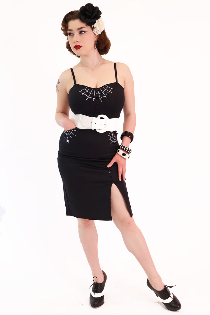 Nocturne Black Fitted Spiderweb Dress