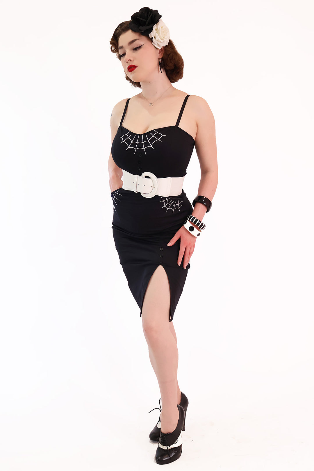 Nocturne Black Fitted Spiderweb Dress