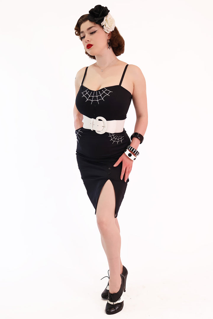 Nocturne Black Fitted Spiderweb Dress
