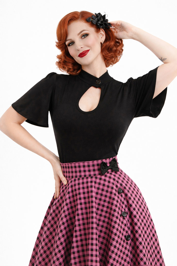 Black Belle Sleeve Peephole Top