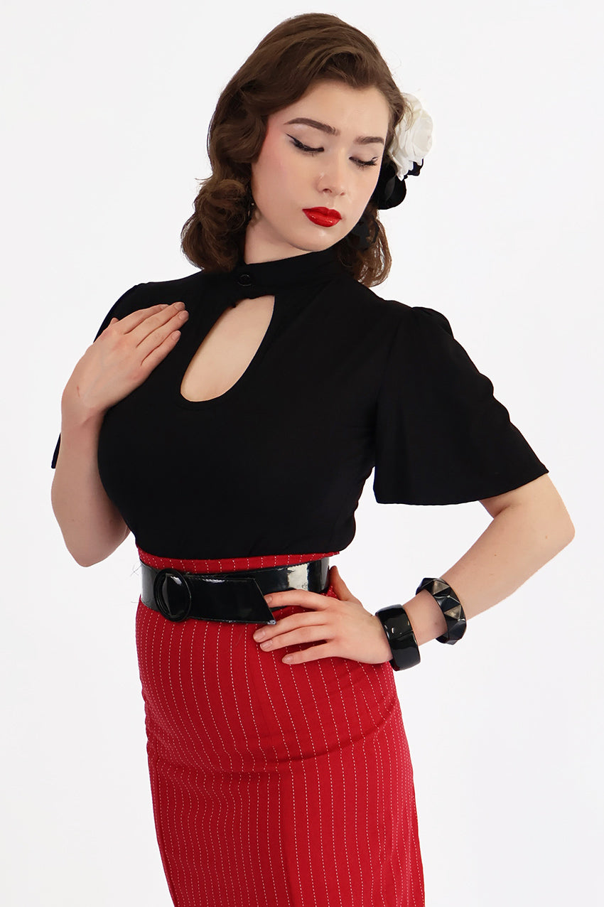Black Belle Sleeve Peephole Top