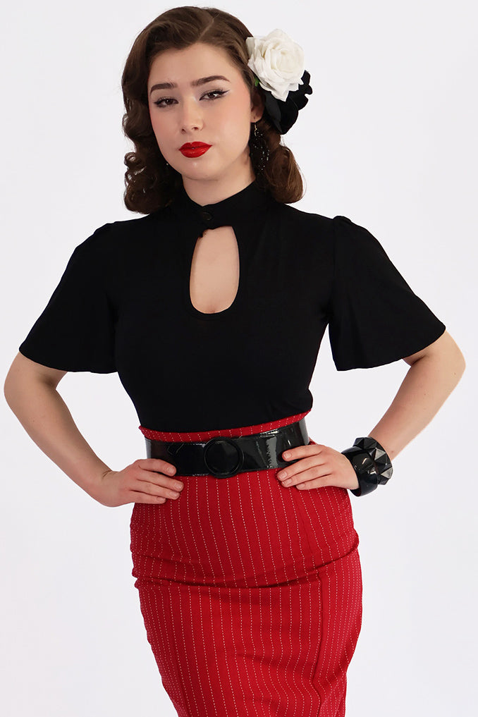 Black Belle Sleeve Peephole Top