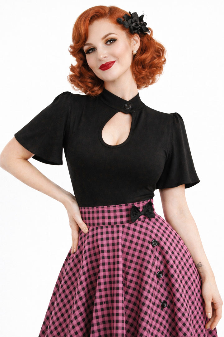 Black Belle Sleeve Peephole Top