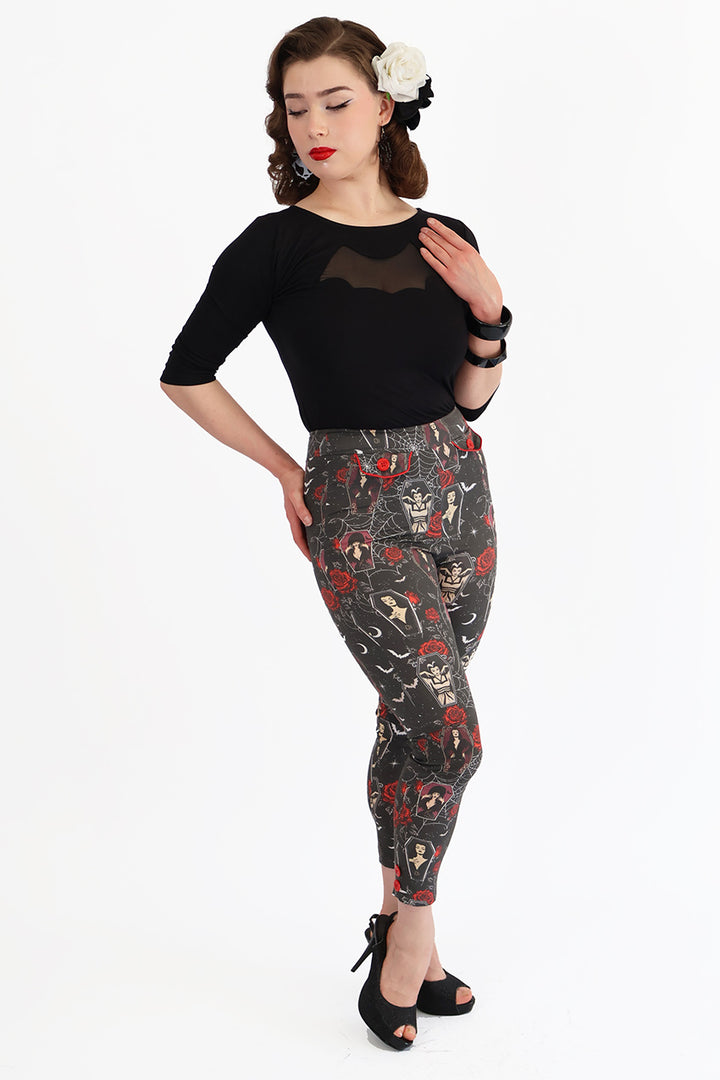 Black Coffin Club Capri Pants