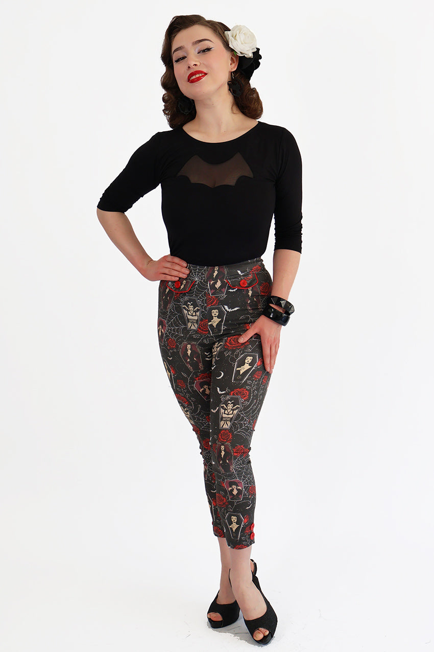Black Coffin Club Capri Pants