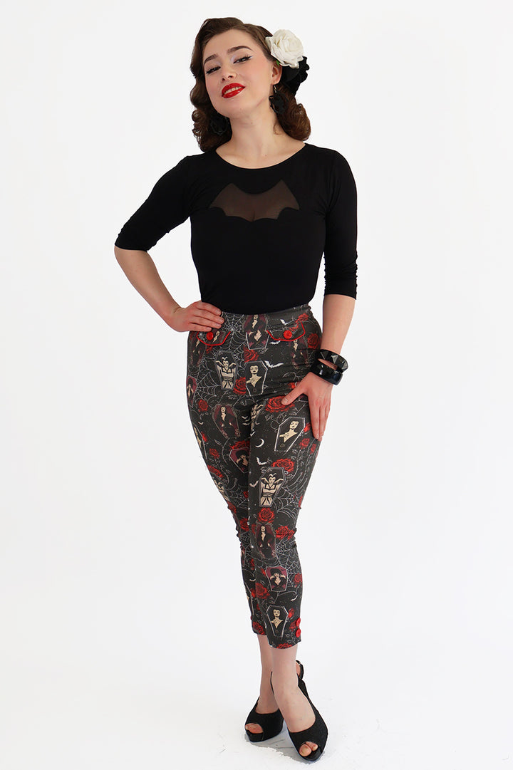 Black Coffin Club Capri Pants