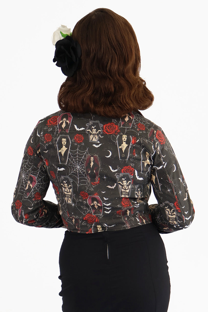 Coffin Club Horror Printed Biker Jacket
