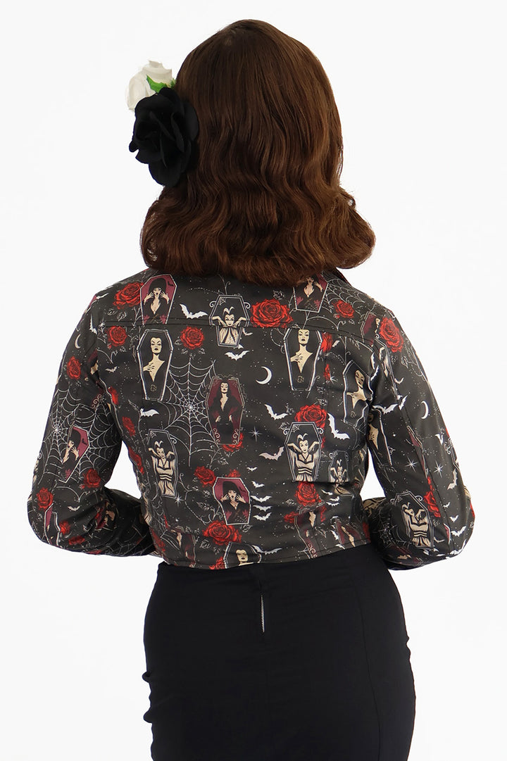 Coffin Club Horror Printed Biker Jacket