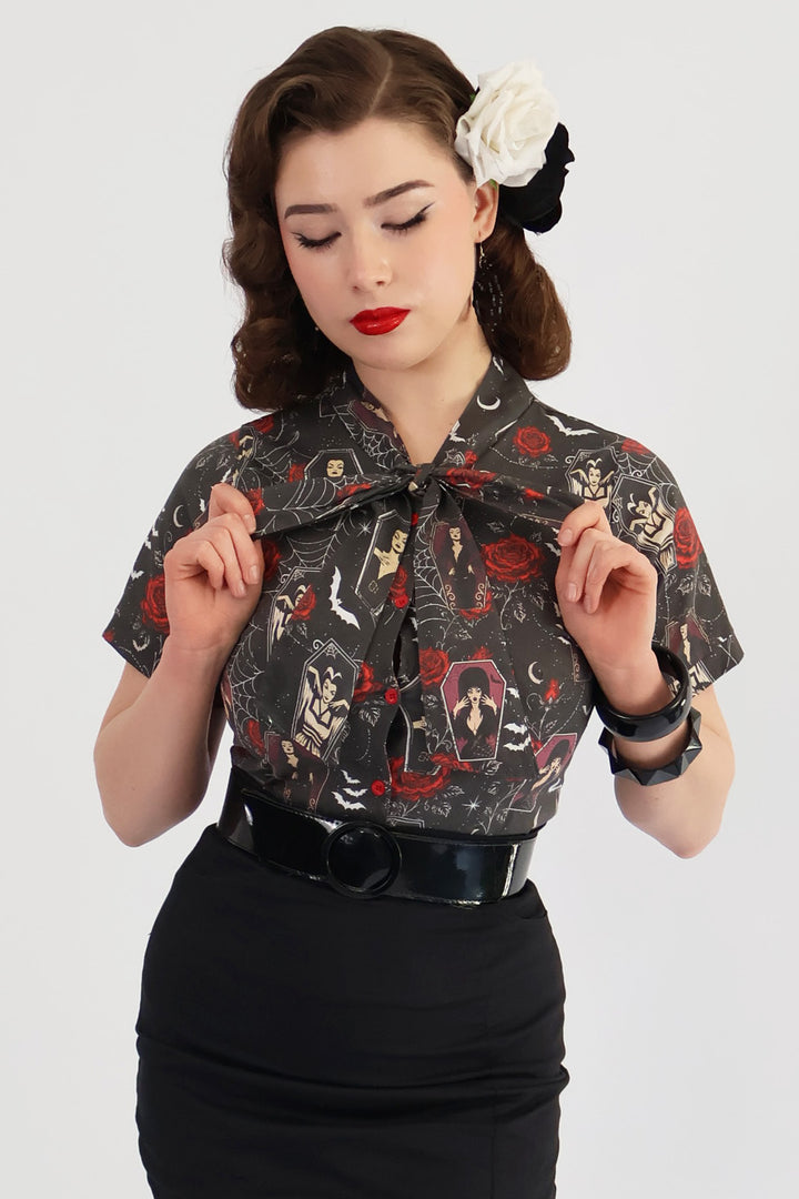 Coffin Club Pussybow Tie Shirt