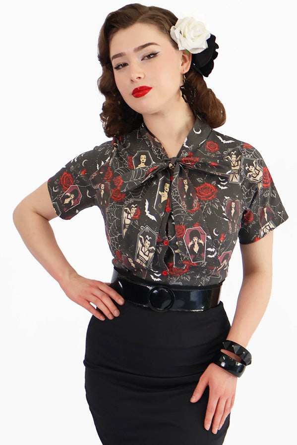 Coffin Club Pussybow Tie Shirt