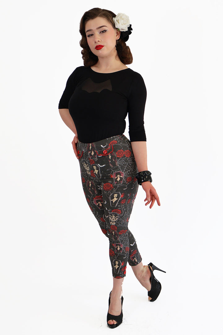 Black Coffin Club Capri Pants
