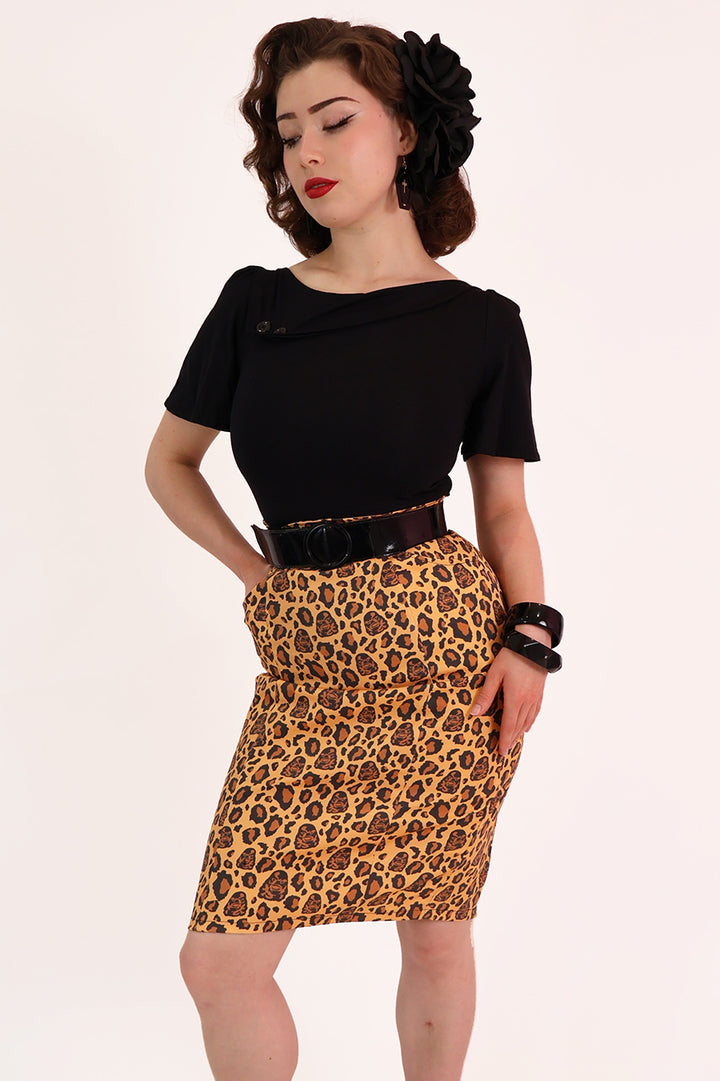 Creature from the Black Lagoon Leopard Print Wiggle Skirt
