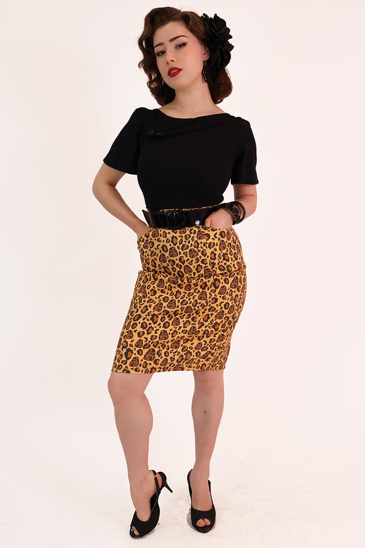 Creature from the Black Lagoon Leopard Print Wiggle Skirt