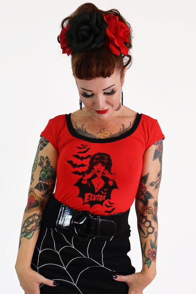 Red & Black Elvira Tee Shirt