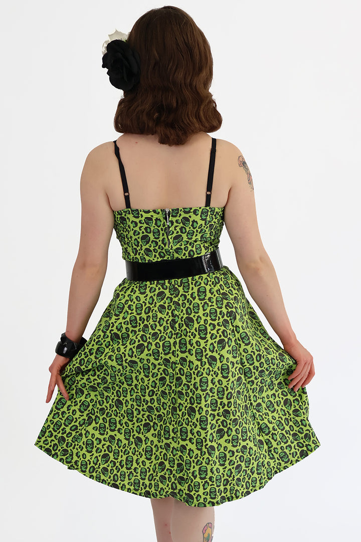 Green Franken Leopard Bat Collar Dress