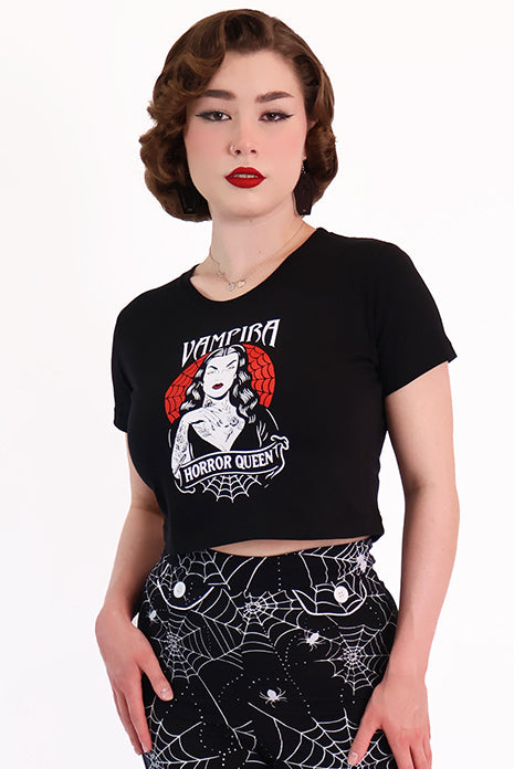 Horror Queen Crop Black Tee Shirt