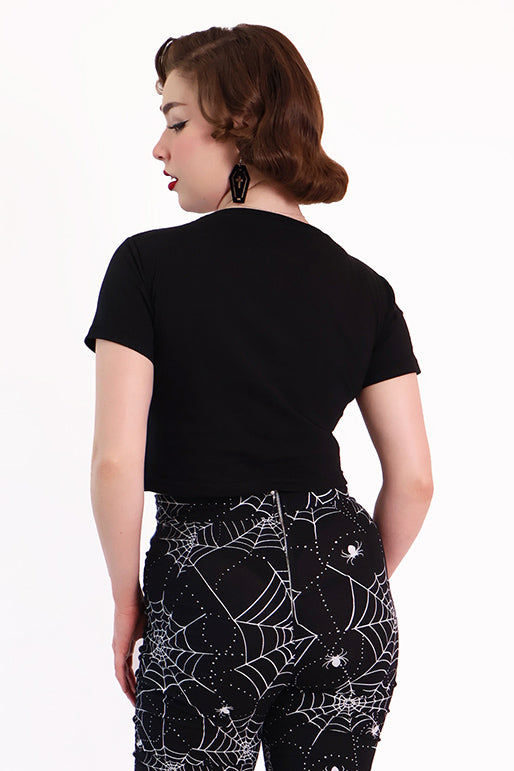 Horror Queen Crop Black Tee Shirt