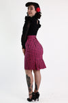 Hot Pink Houndstooth Pencil Skirt