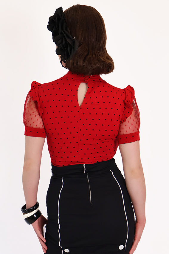 Polkadot Red Polkadot Lace Top