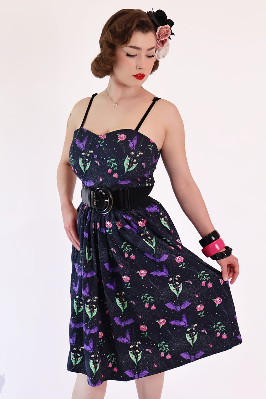 Night Garden Dark Floral Printed Dress