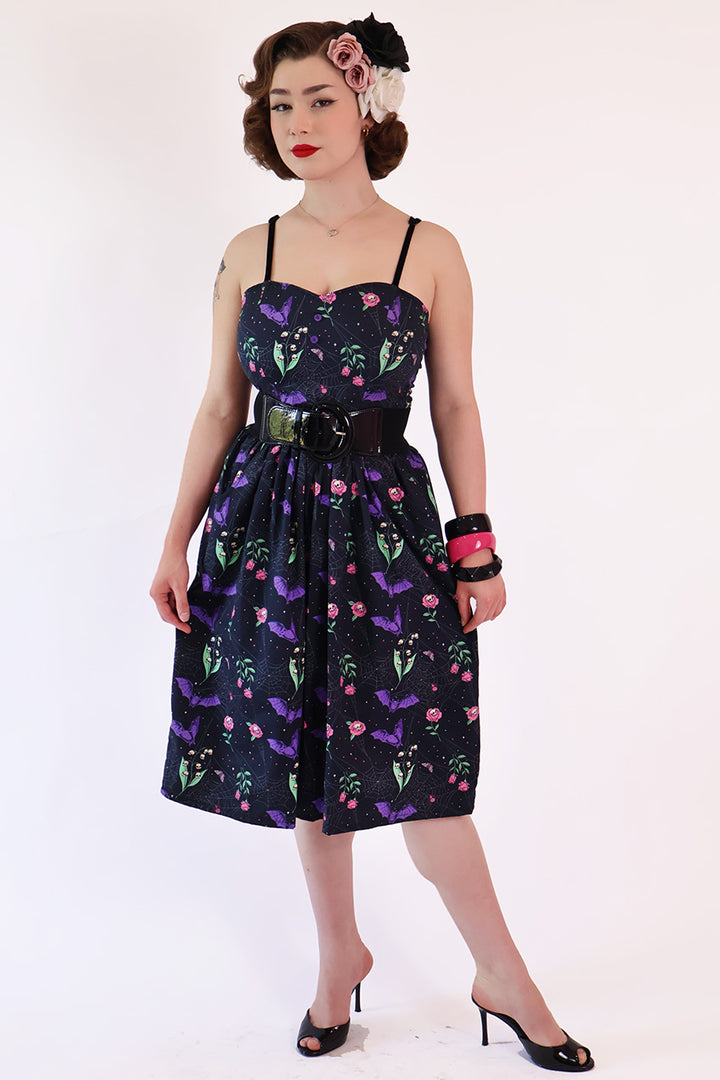 Night Garden Dark Floral Printed Dress