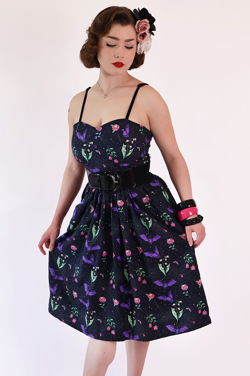 Night Garden Dark Floral Printed Dress