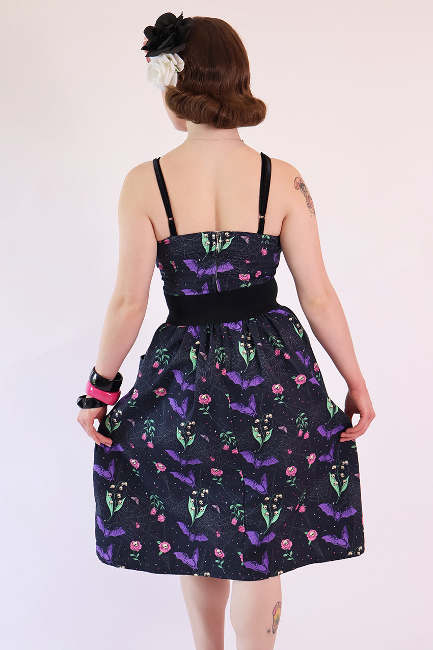 Night Garden Dark Floral Printed Dress