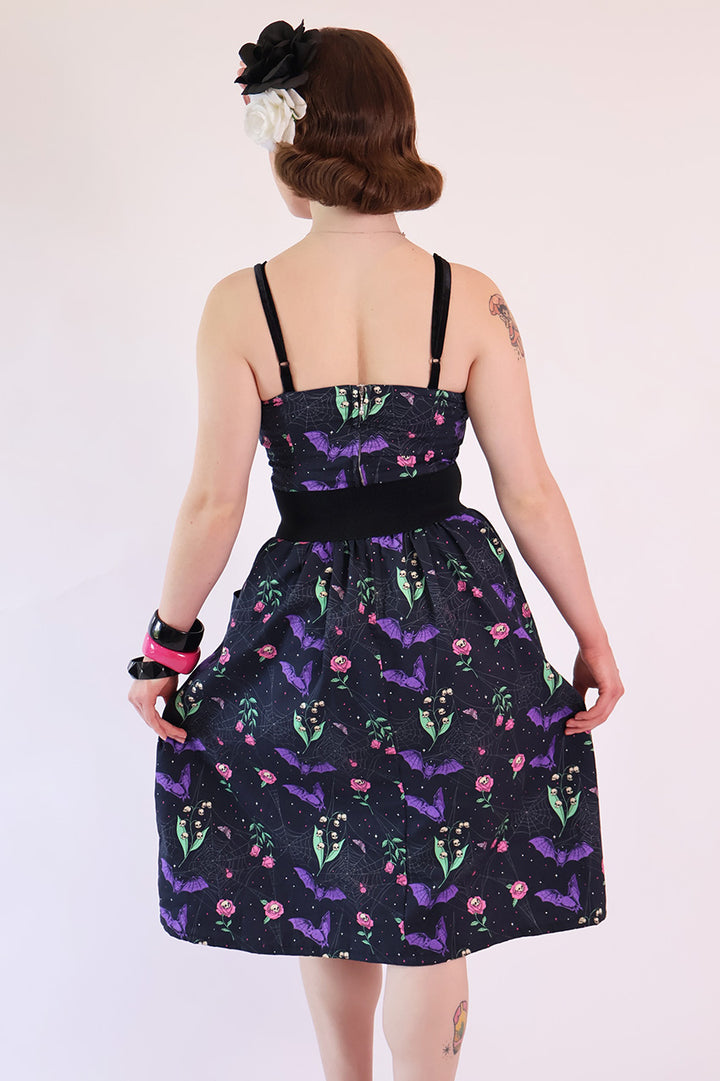 Night Garden Dark Floral Printed Dress