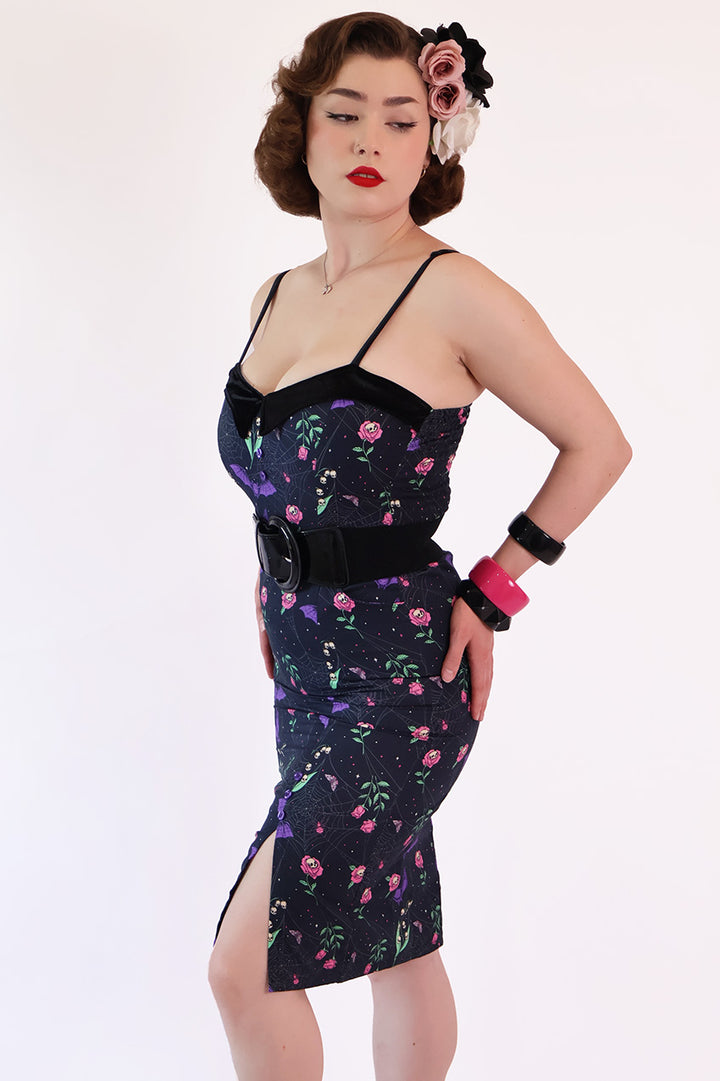 Night Garden Dark Floral Wiggle Dress