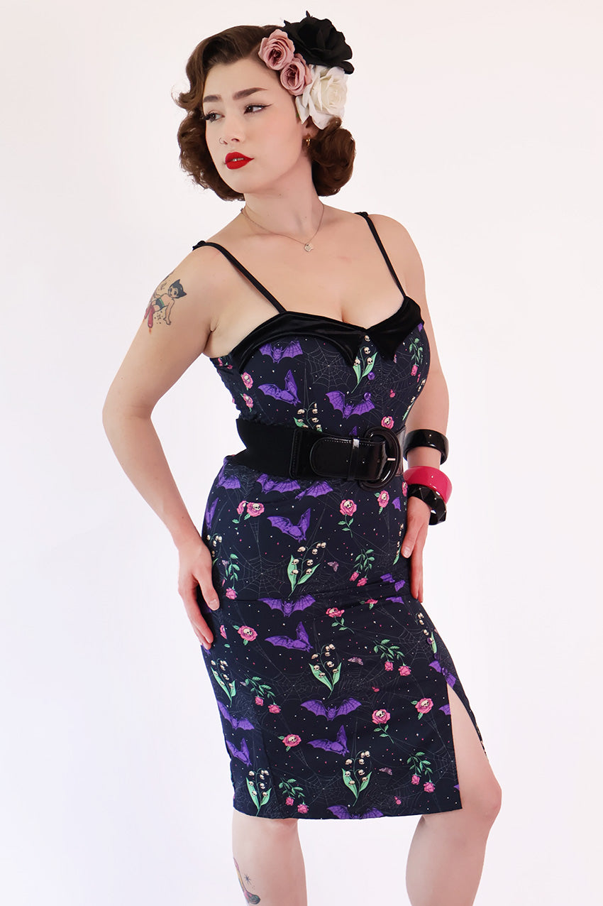 Night Garden Dark Floral Wiggle Dress