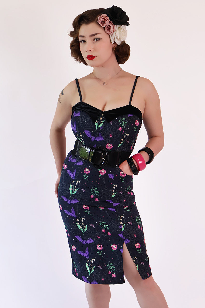 Night Garden Dark Floral Wiggle Dress