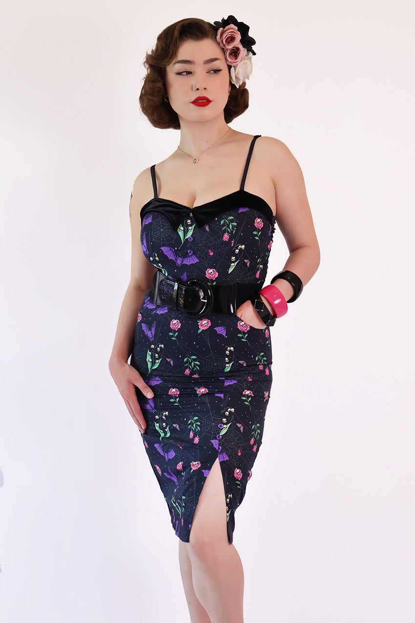 Night Garden Dark Floral Wiggle Dress