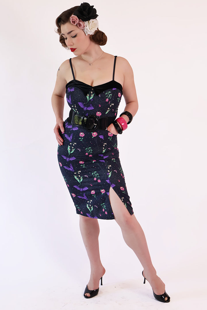 Night Garden Dark Floral Wiggle Dress