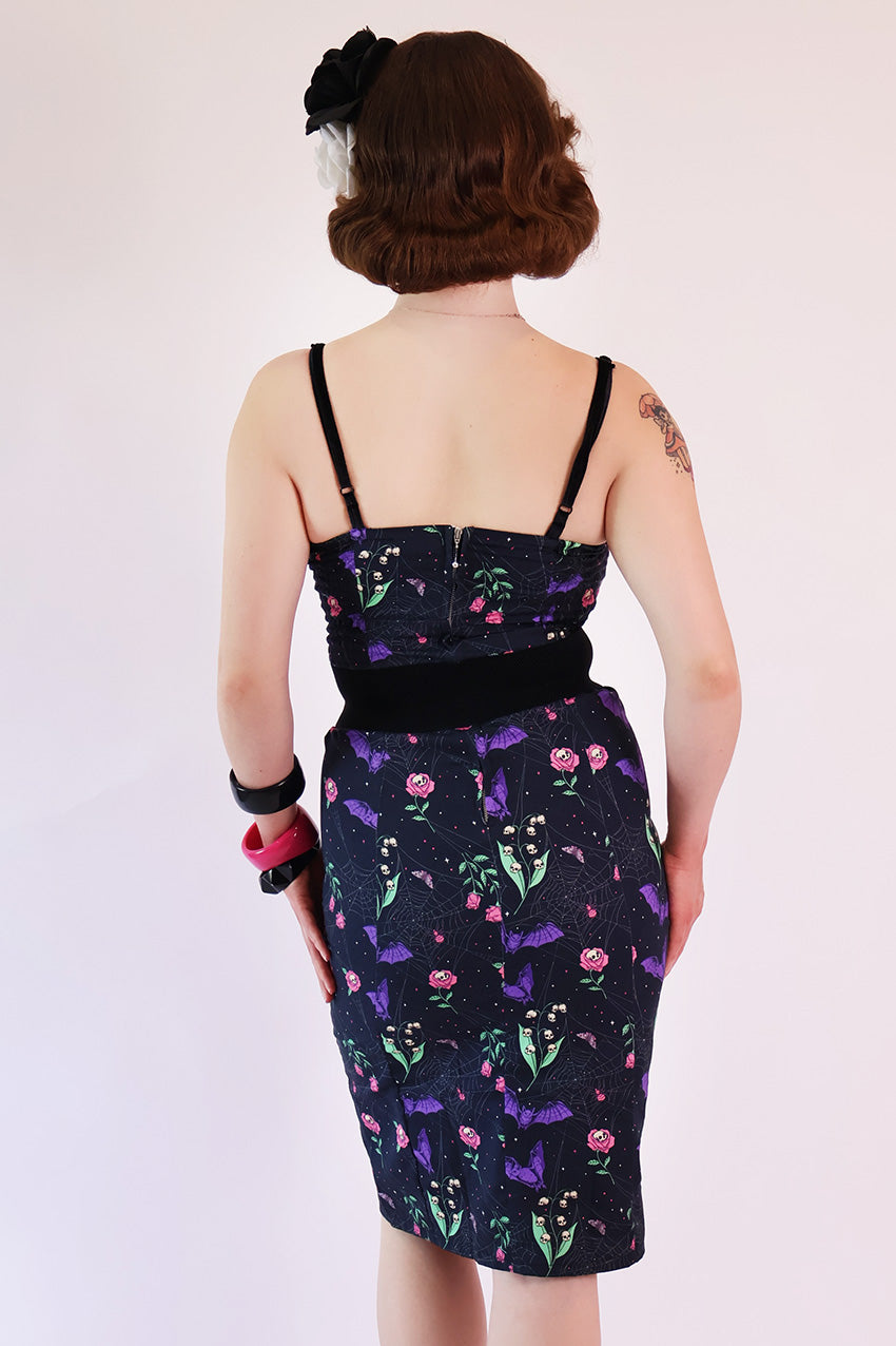 Night Garden Dark Floral Wiggle Dress