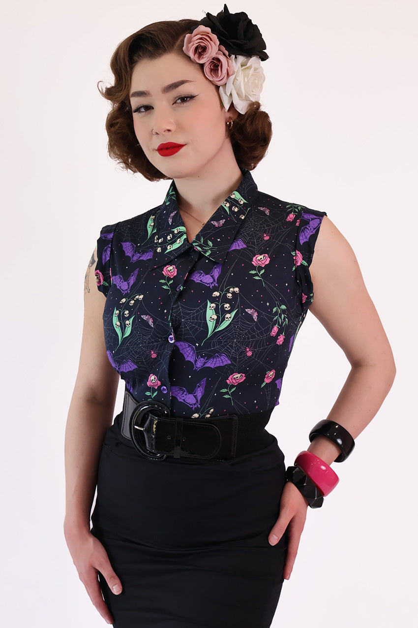 Night Garden Dark Floral Retro Shirt